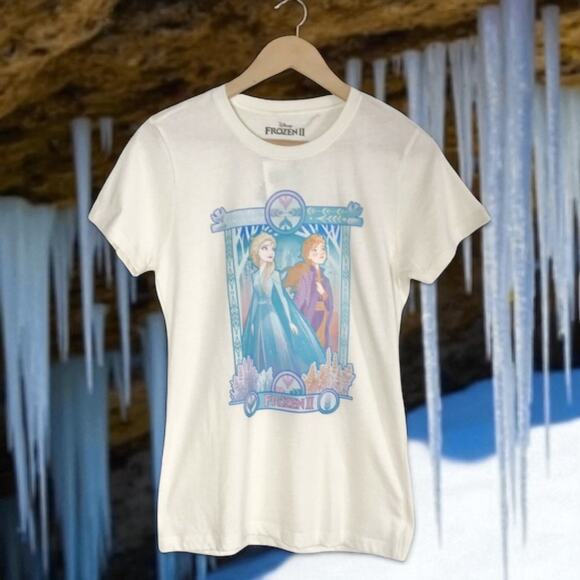 3/$20 Disney NWT "Frozen 2" Junior Small Sisters Tee Ana Elsa 100% Cotton Shirt - Picture 1 of 8